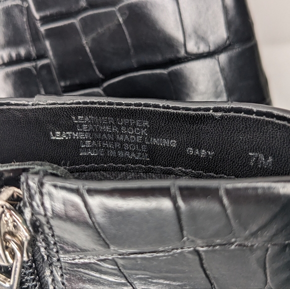 ANTONIO MELANI Gaby Crocodile Leather Embossed Heeled Ankle Boots - Picture 3 of 5